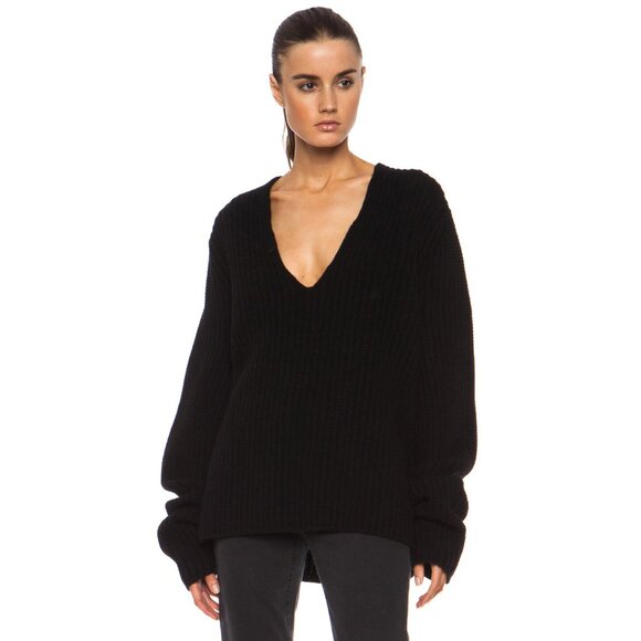 Acne Studios "Deborah" Ribbed Wool Sweater in Black, size Small - Picture 1 of 12